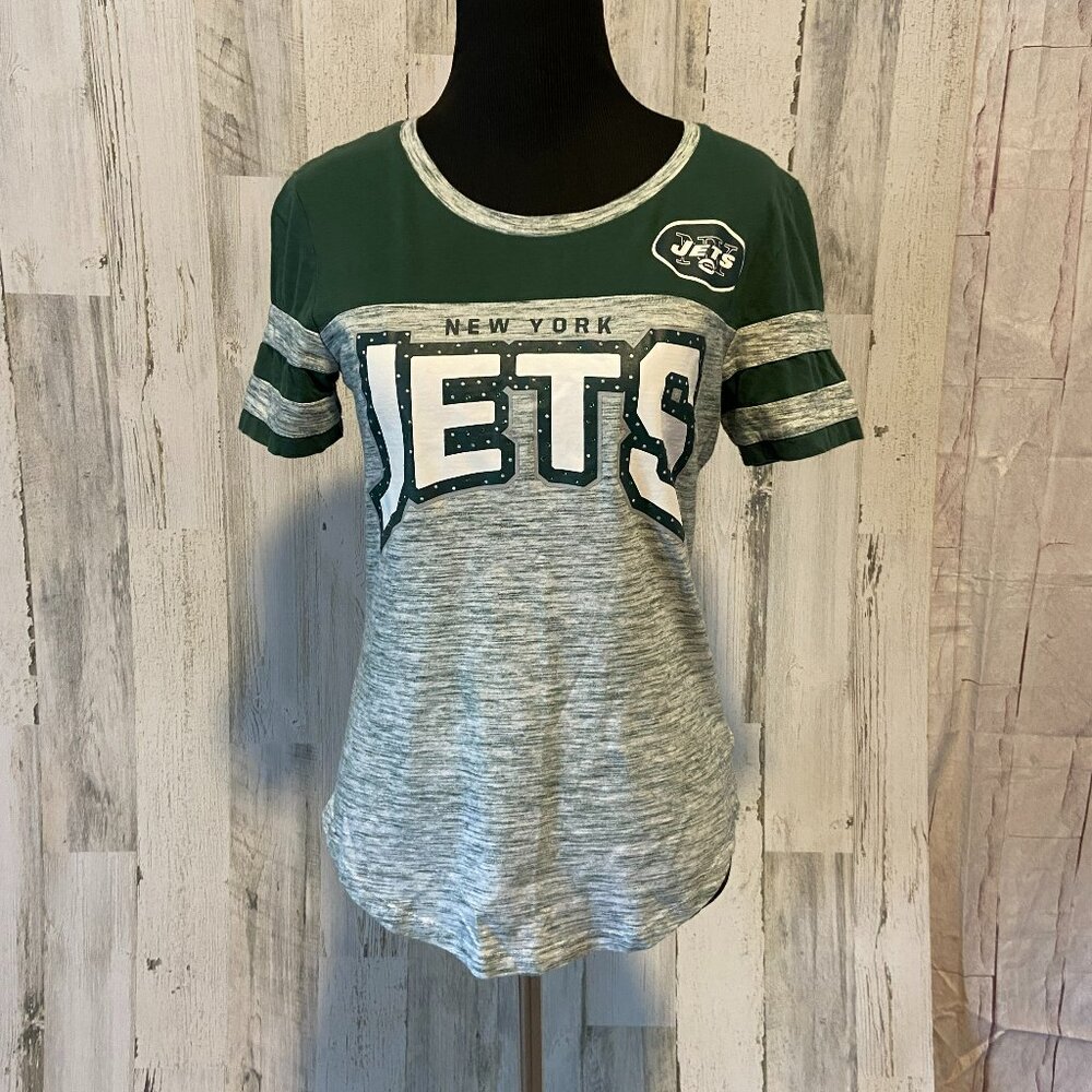 CLEARANCE! NFL New York Jets Size Small Green Varsity Tee Rhinestone Detail